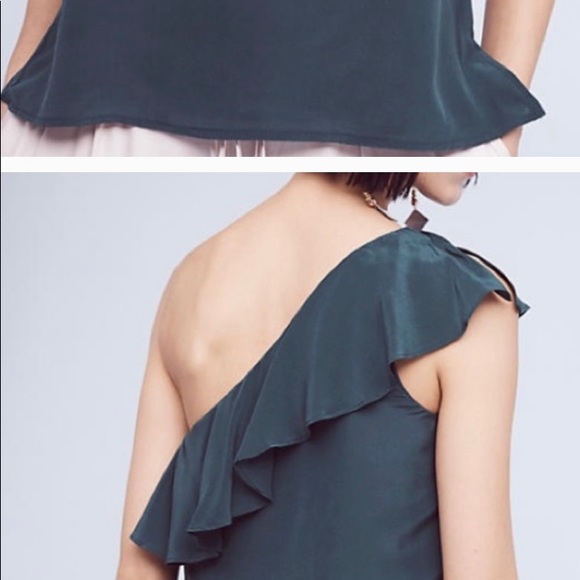 Anthropologie one shoulder gorgeous ruffle top. - Picture 2 of 2